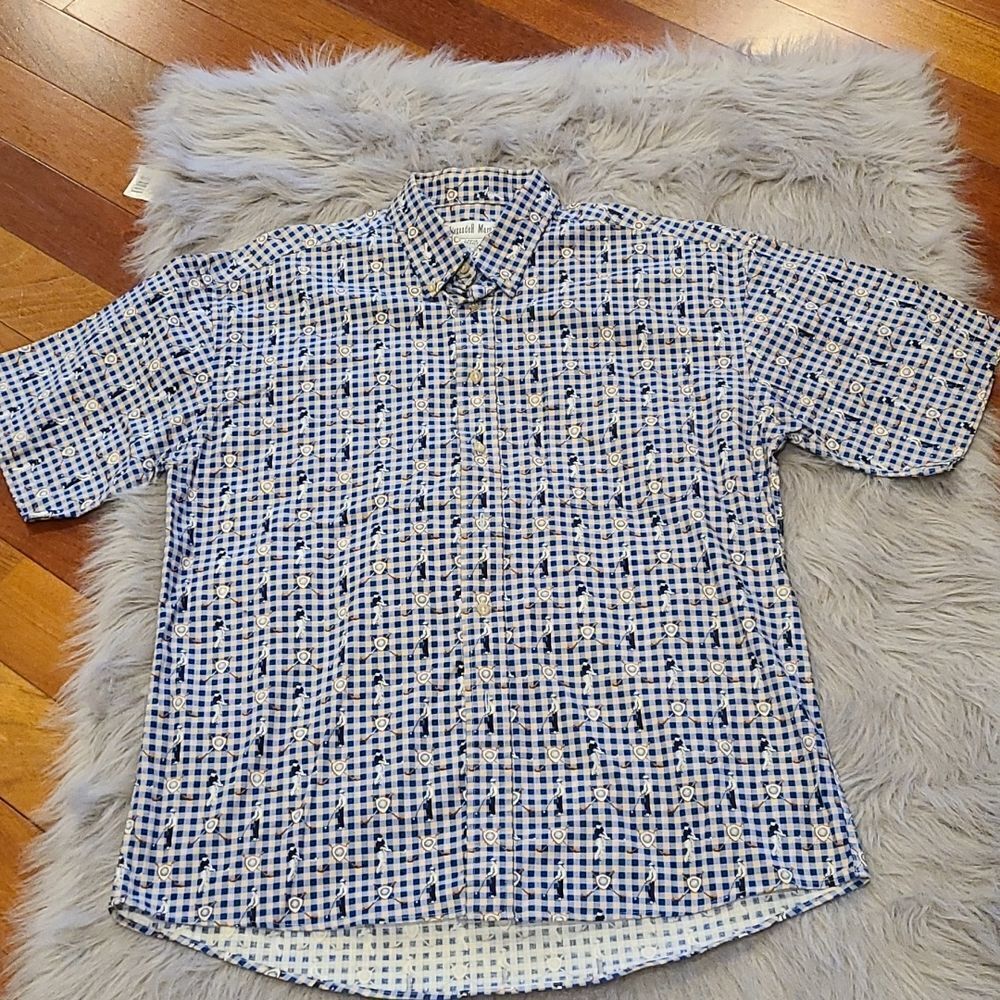 Alexander Martin vintage mens golf short sleeve button down size large‎